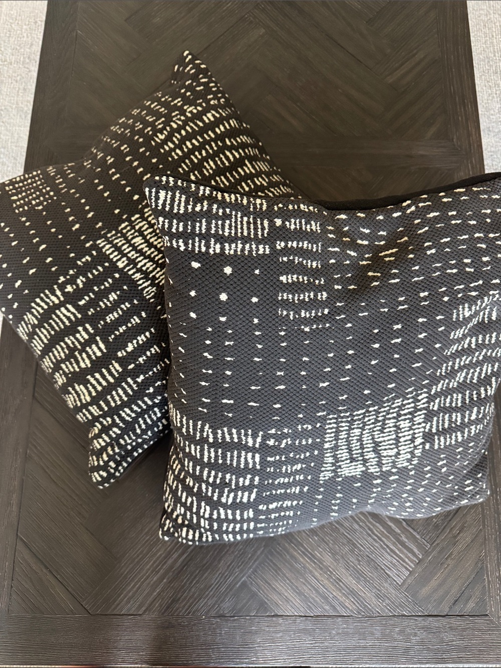 Threshold Black Ivory Geometric Indoor Outdoor Throw Pillows l Set of 2